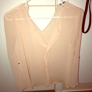 peach blouse